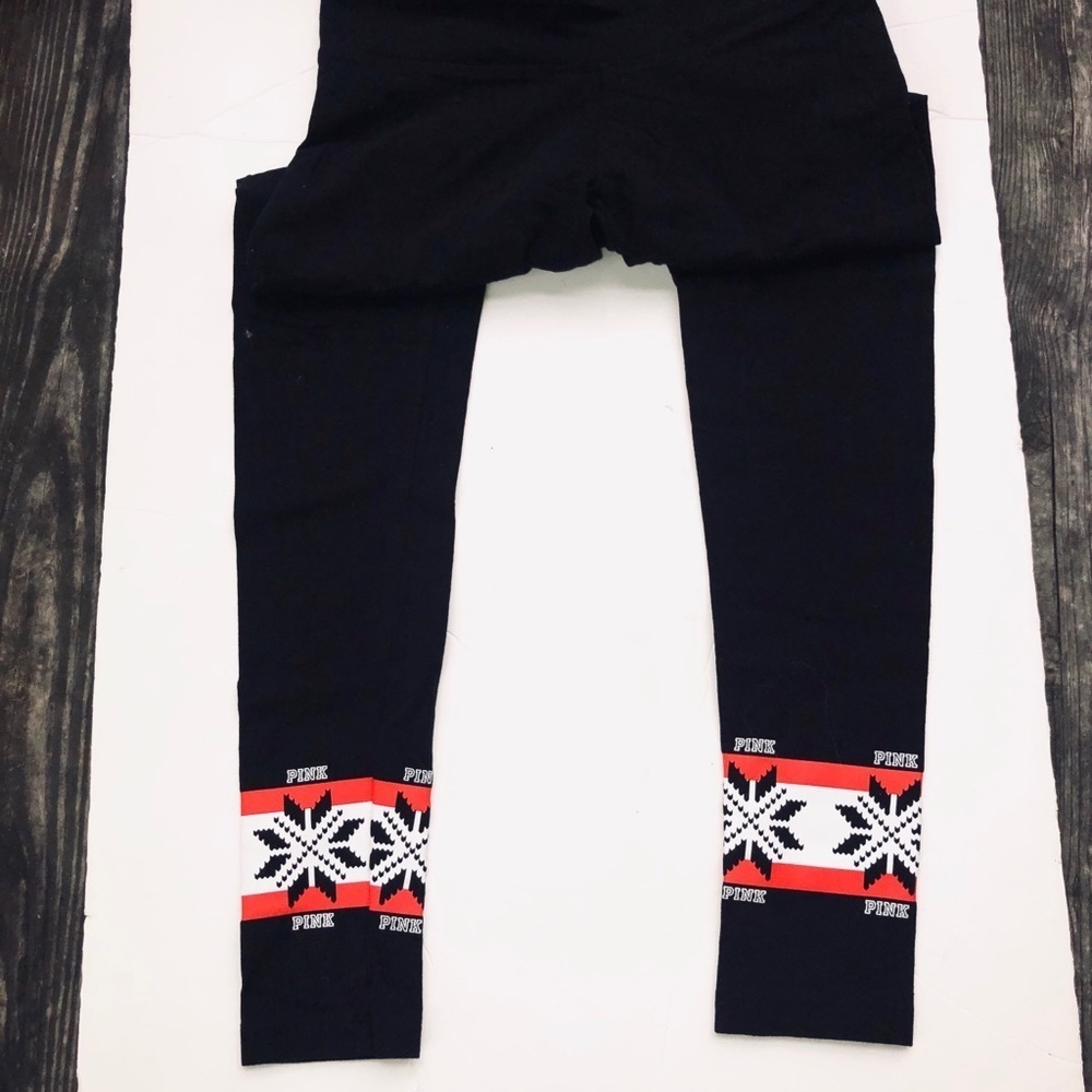 Pink Victoria’s Secret holiday yoga leggings
